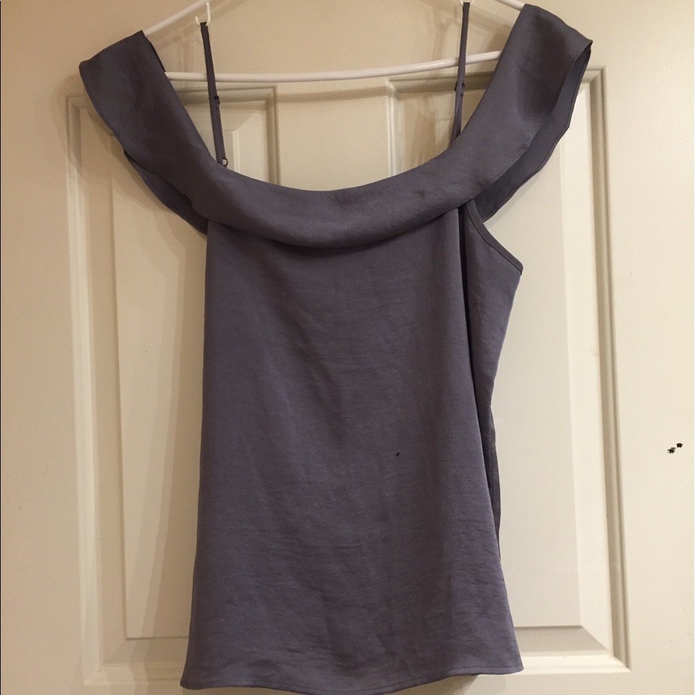 Express Off the Shoulder Gray/Silver Top